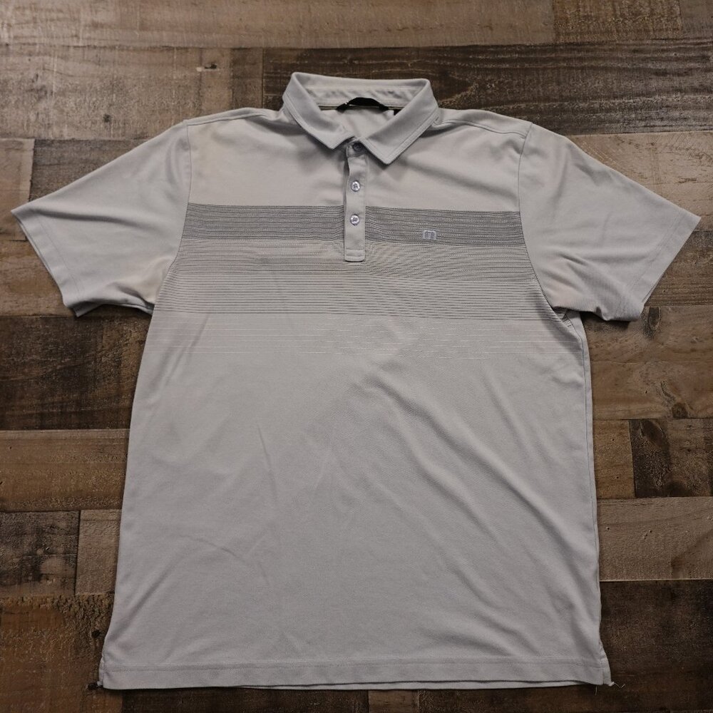 Travis Mathew Performance Polo Shirt Men’s Large Light Gray Golf‎ Casual FAIR
